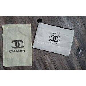 Chanel Beaute White Mini Pouch Makeup Cosmetic Bag Novelty from USA GWP